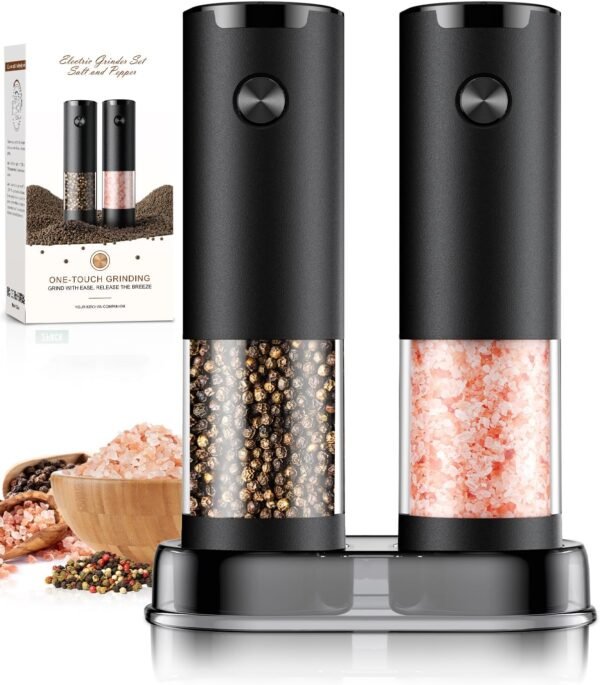 Automatic Electric Salt and Pepper Grinder Set (Large Capacity) – LED Light